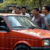 Happy community gathering for car meet
